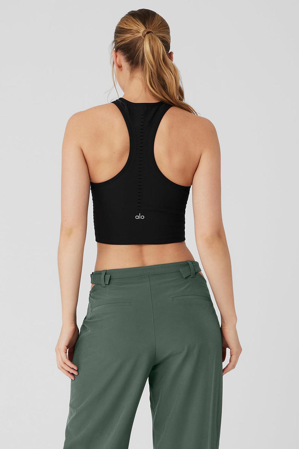 Black Alo Yoga Seamless Open Air Racerback Women Tank | KSA  WVI423179
