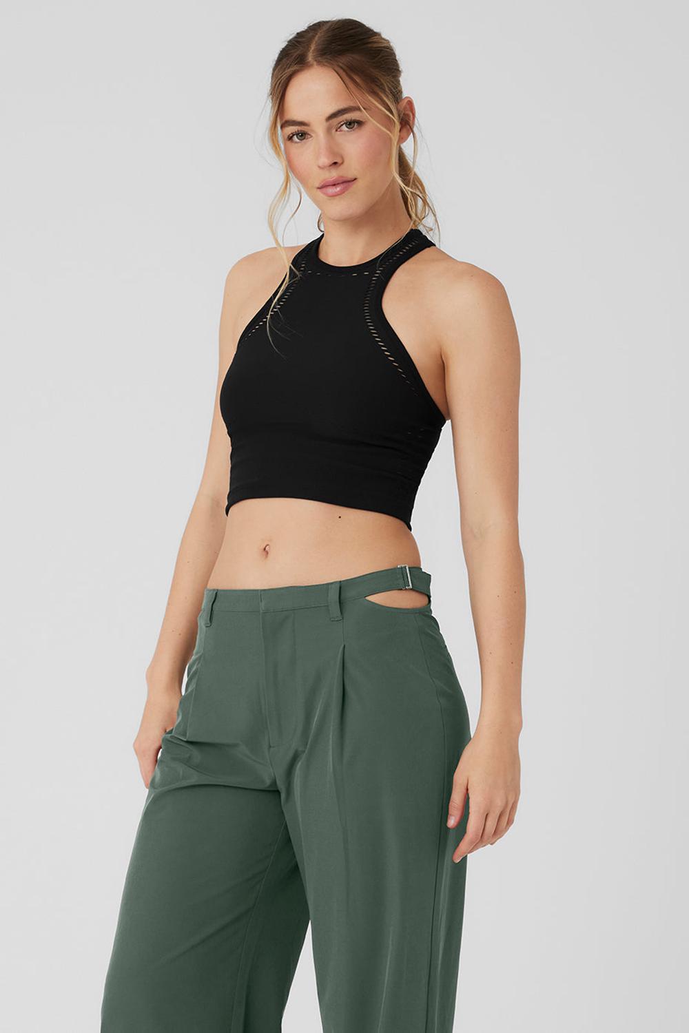 Black Alo Yoga Seamless Open Air Racerback Women Tank | KSA  WVI423179