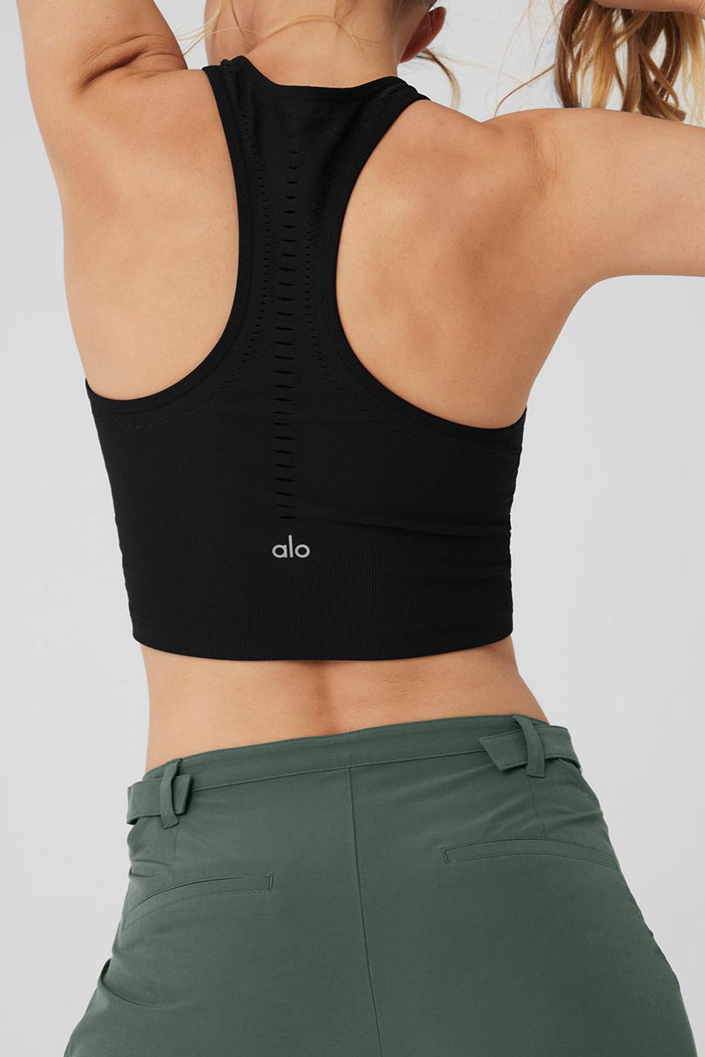 Black Alo Yoga Seamless Open Air Racerback Women Tank | KSA  WVI423179