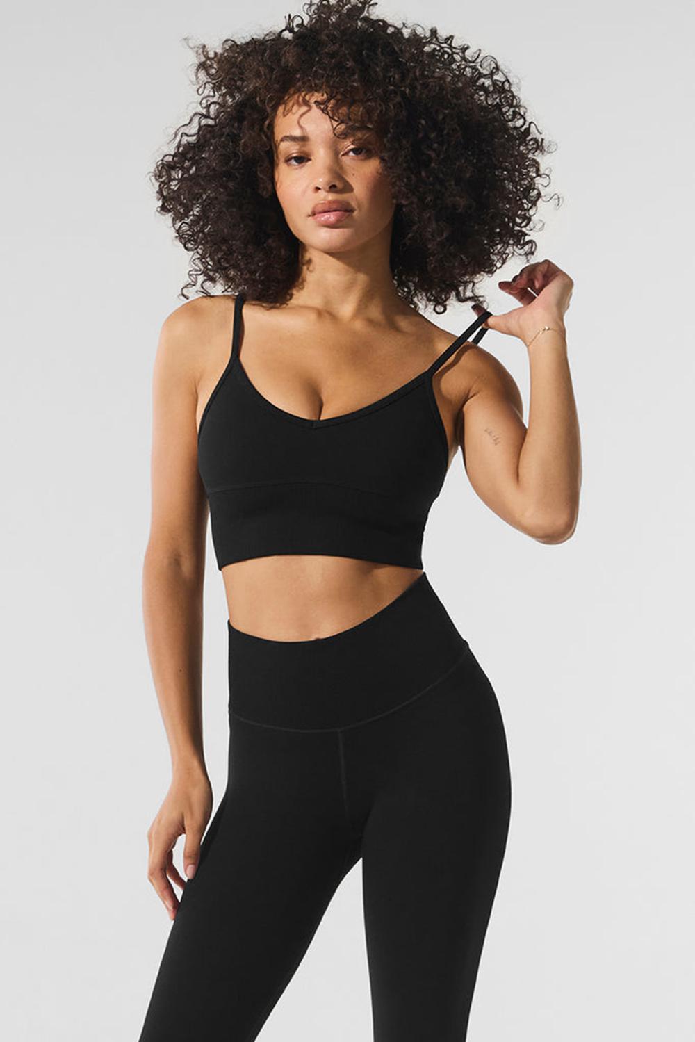 Black Alo Yoga Seamless Winter Warm Plush Delight Women Bra | KSA  BJS561023