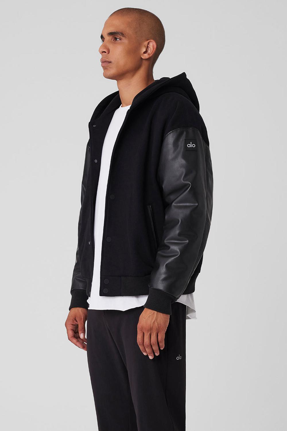 Black Alo Yoga Select Hooded Bomber Men Jacket | KSA  NXV831456