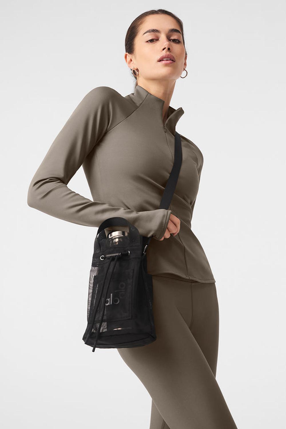 Black Alo Yoga Sheer Cross Body Women Bucket Bag | KSA  BWM497831