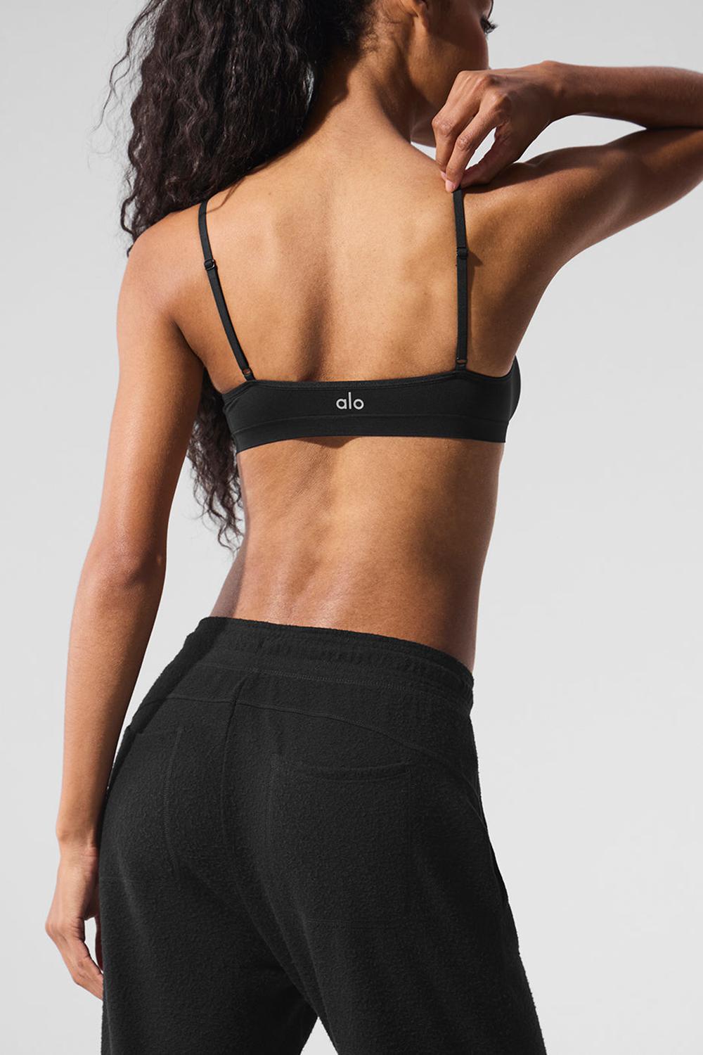Black Alo Yoga Sheer Glow Women Bra | KSA  WTE936801