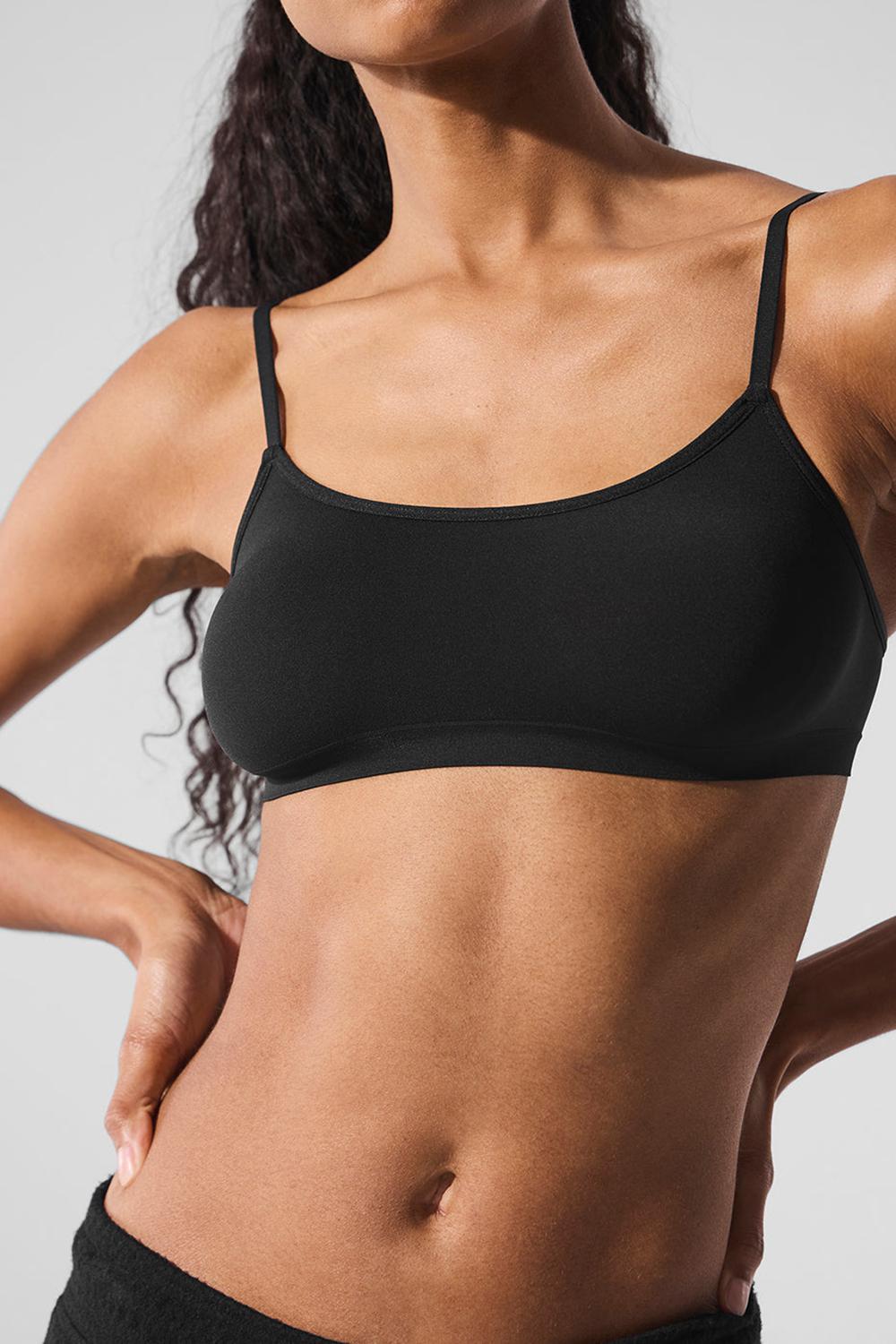 Black Alo Yoga Sheer Glow Women Bra | KSA  WTE936801