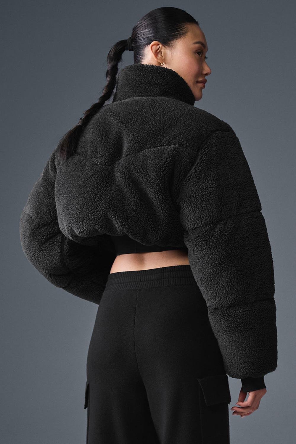 Black Alo Yoga Sherpa Main Act Corset Women Puffer Jacket | KSA  RVW971825