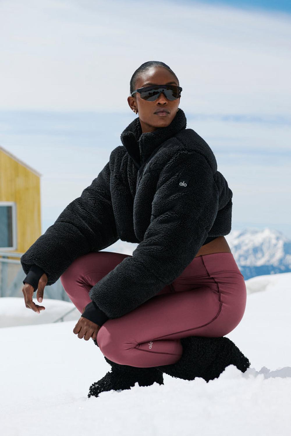 Black Alo Yoga Sherpa Main Act Corset Women Puffer Jacket | KSA  RVW971825