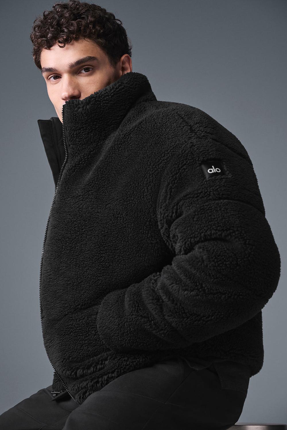 Black Alo Yoga Sherpa Stage Men Puffer Jacket | KSA  SBF394172