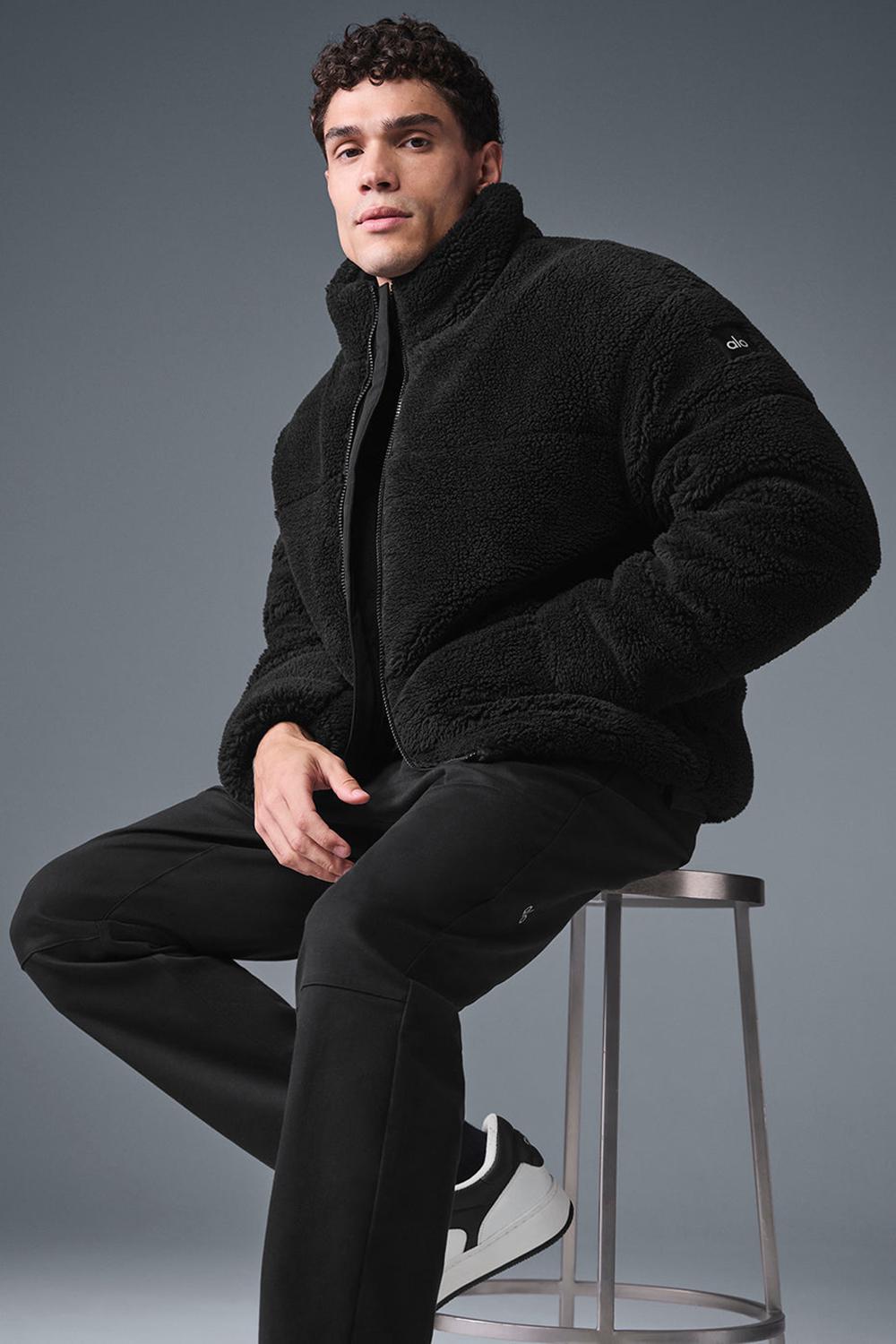 Black Alo Yoga Sherpa Stage Men Puffer Jacket | KSA  SBF394172
