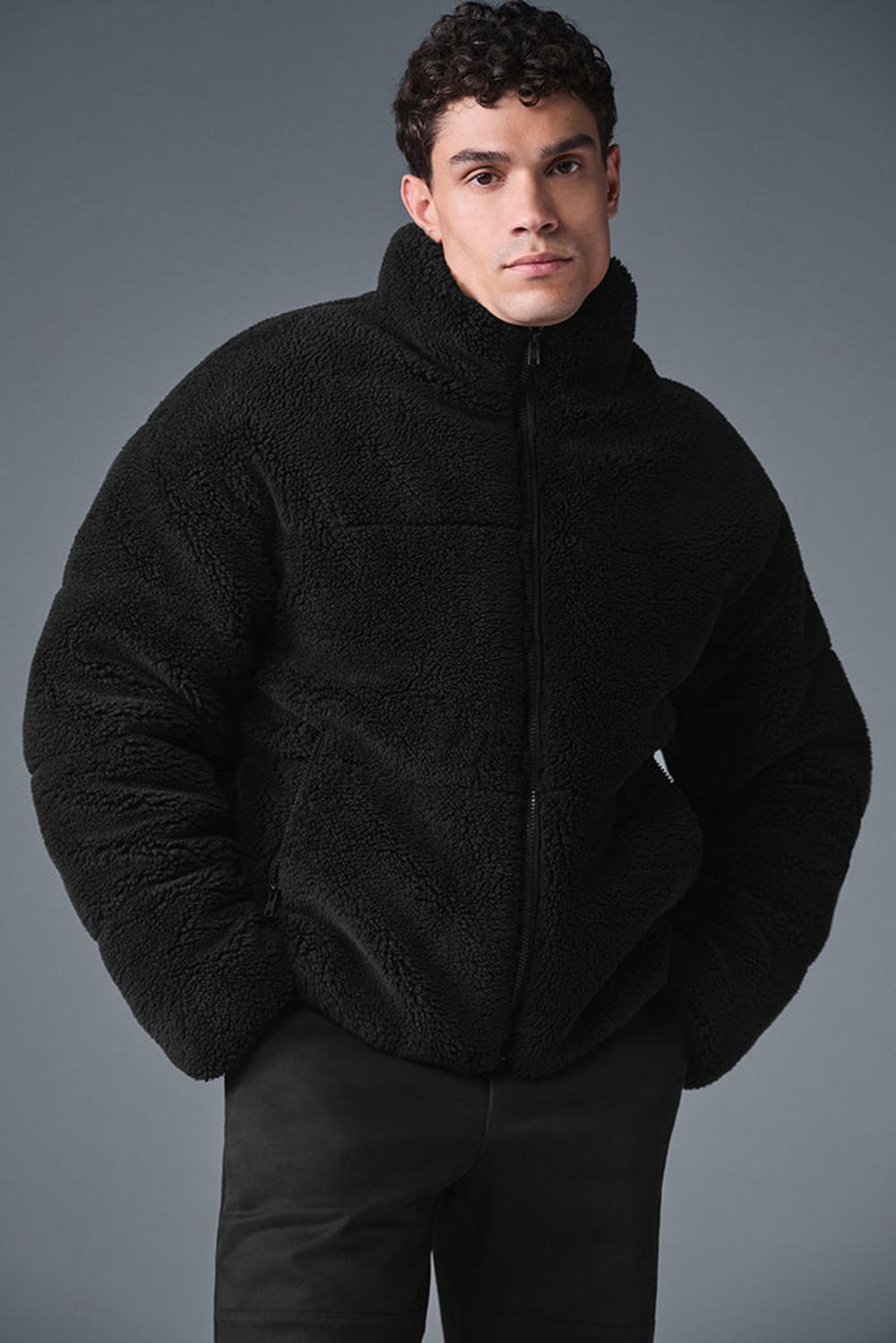 Black Alo Yoga Sherpa Stage Men Puffer Jacket | KSA  SBF394172