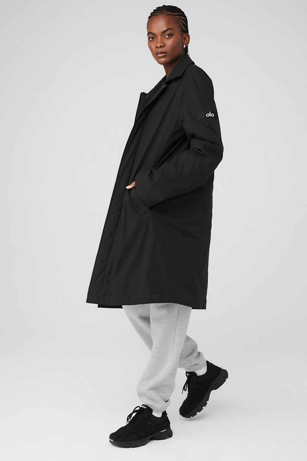 Black Alo Yoga Signature Women Overcoat | KSA  CDY049612