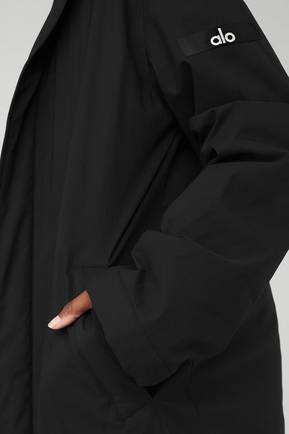 Black Alo Yoga Signature Women Overcoat | KSA  CDY049612