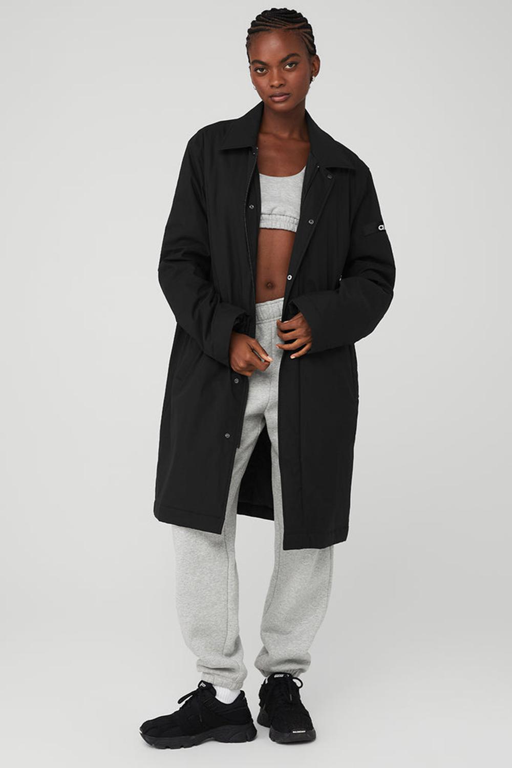 Black Alo Yoga Signature Women Overcoat | KSA  CDY049612
