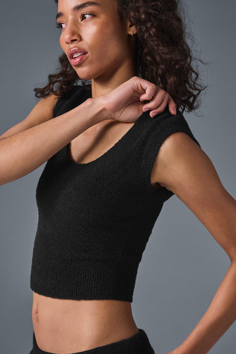 Black Alo Yoga Snuggle Up Women Short Sleeve | KSA  ZRX349078