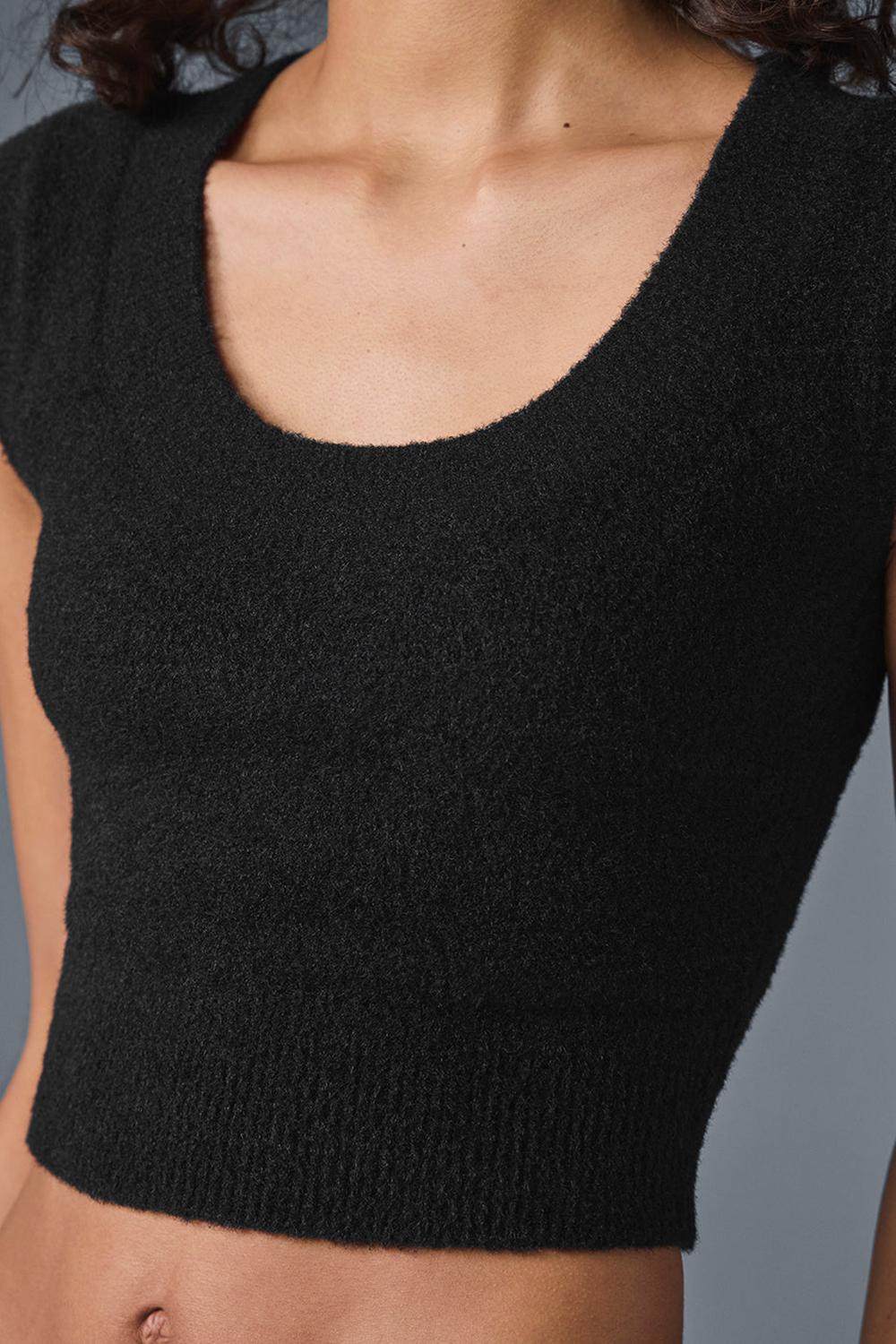 Black Alo Yoga Snuggle Up Women Short Sleeve | KSA  ZRX349078