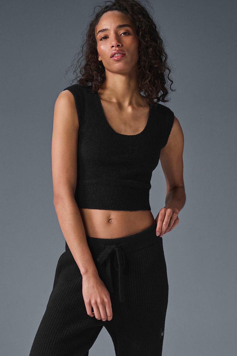 Black Alo Yoga Snuggle Up Women Short Sleeve | KSA  ZRX349078