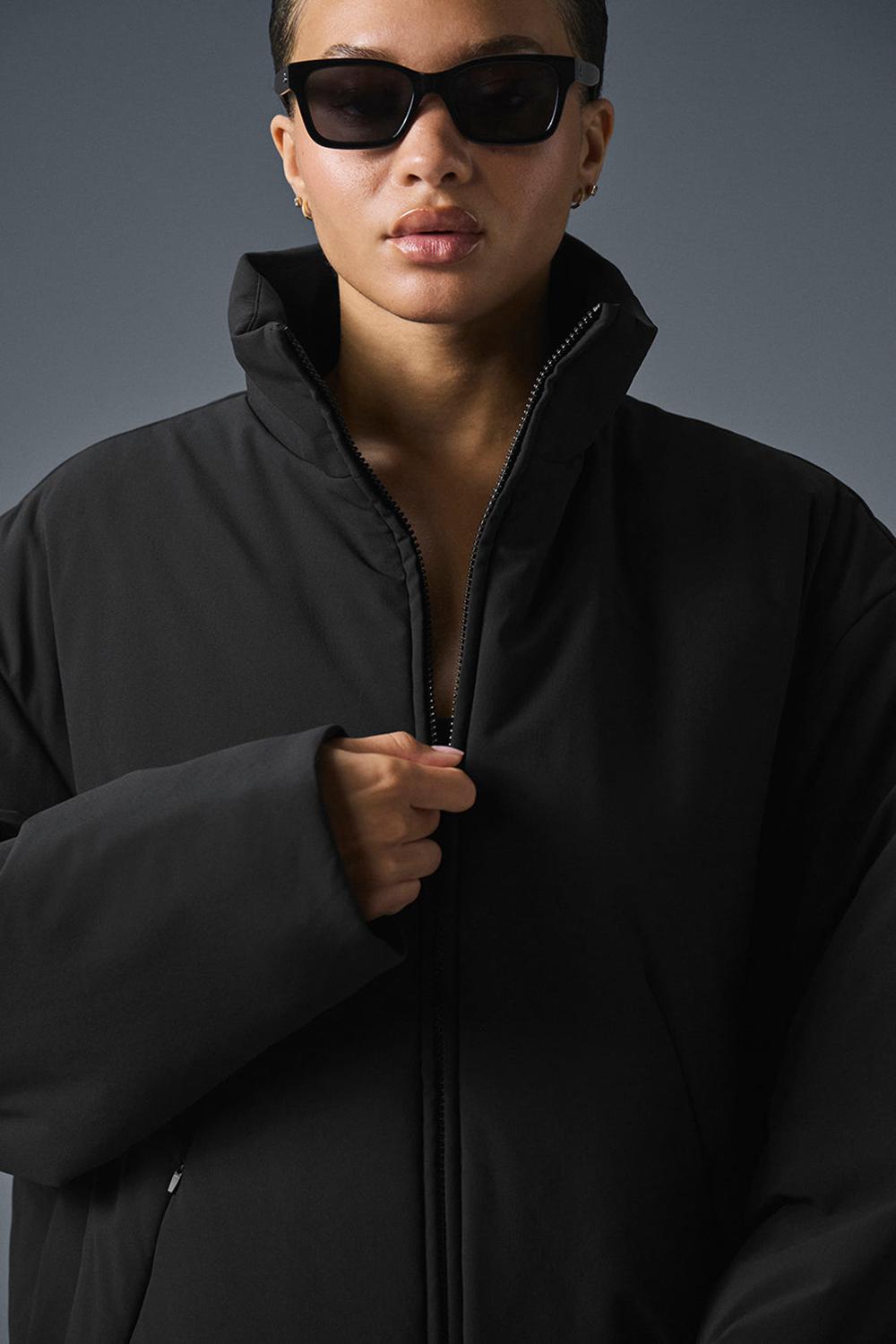 Black Alo Yoga Stretch Woven Notable Women Jacket | KSA  ZAG216485