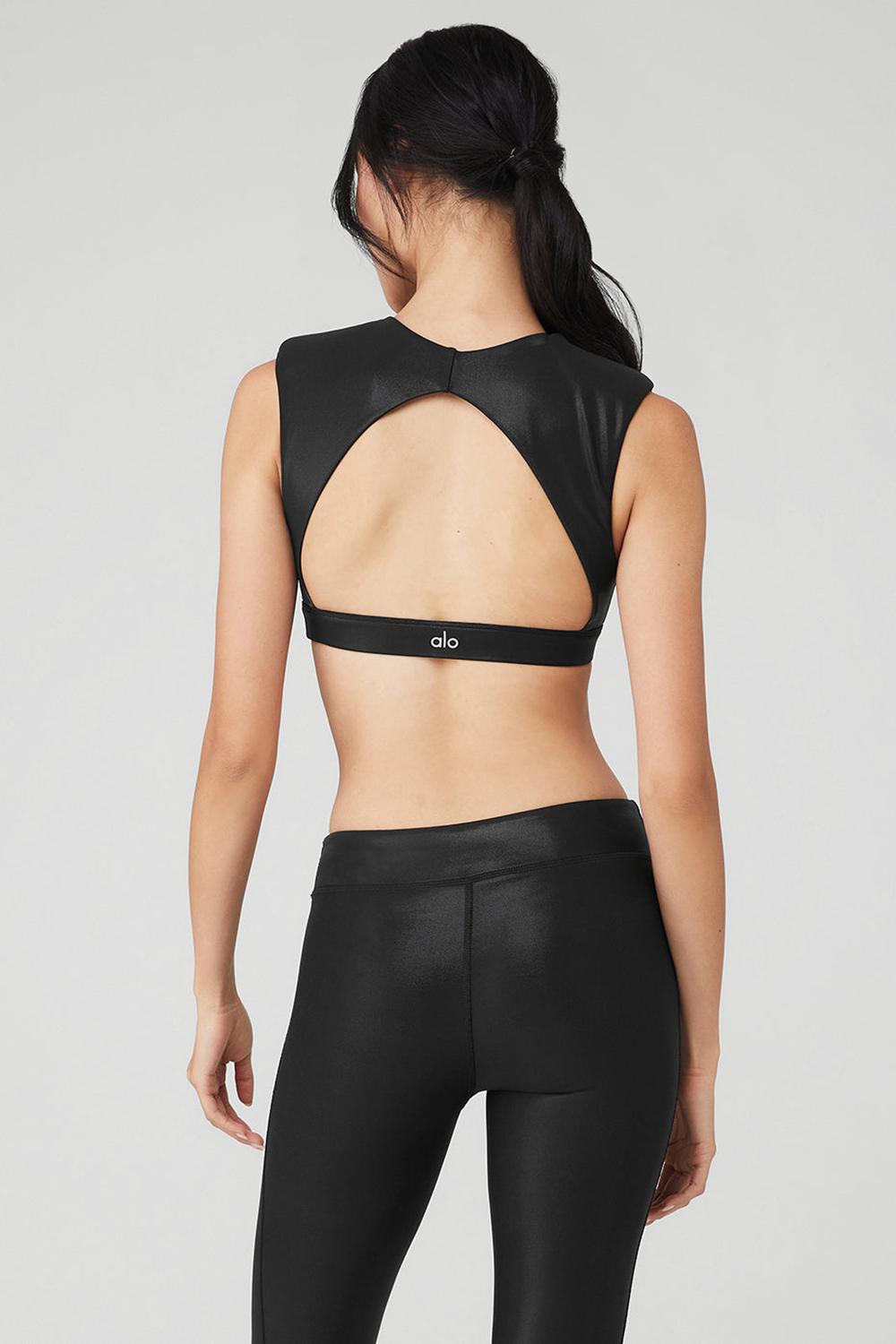 Black Alo Yoga Super Shine Flash Women Bra | KSA  JKS472568