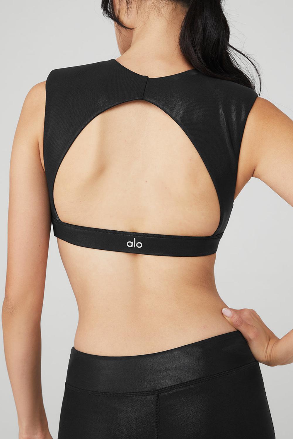 Black Alo Yoga Super Shine Flash Women Bra | KSA  JKS472568