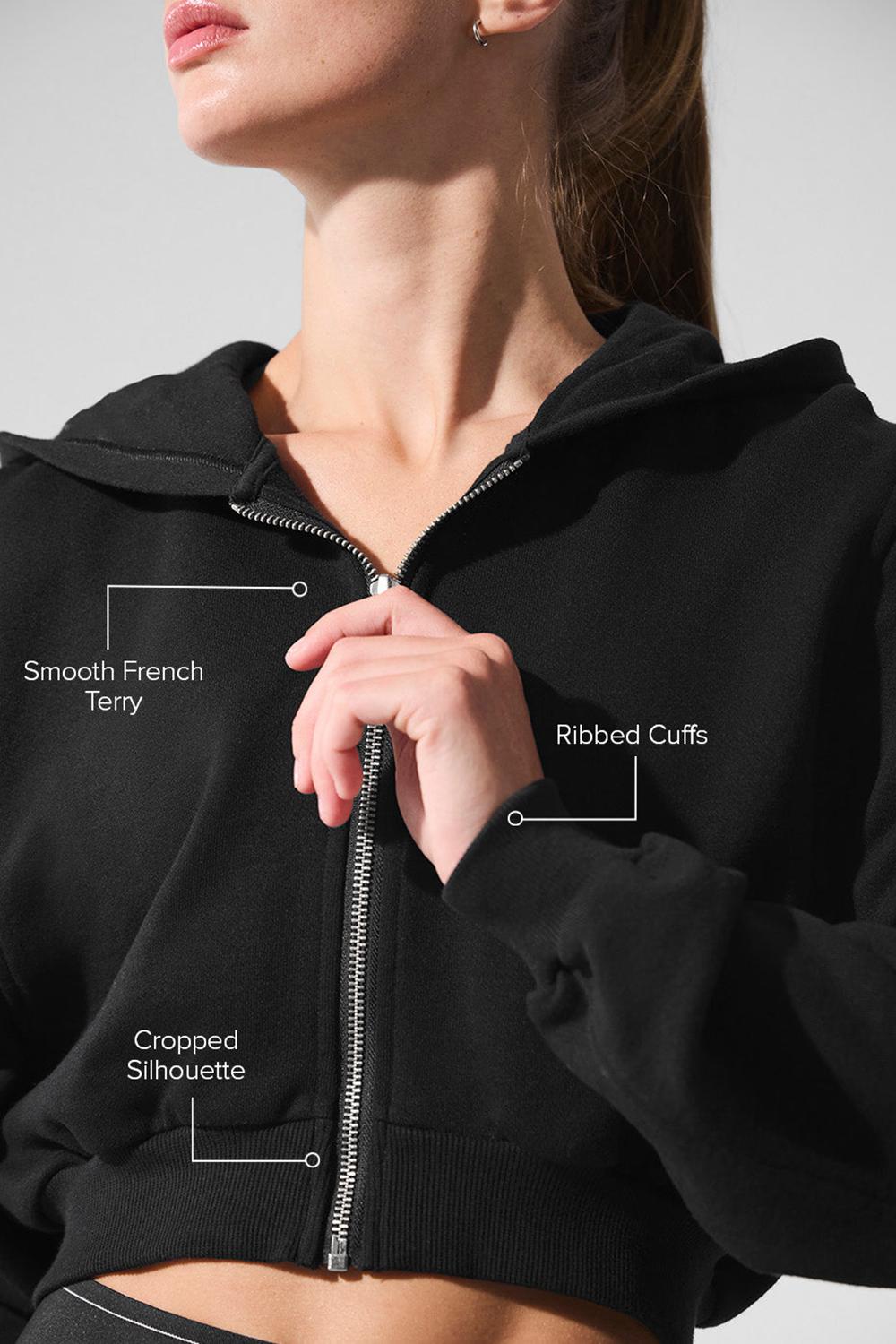 Black Alo Yoga Sweet Escape Zip Up Women Hoodie | KSA  JXL489601