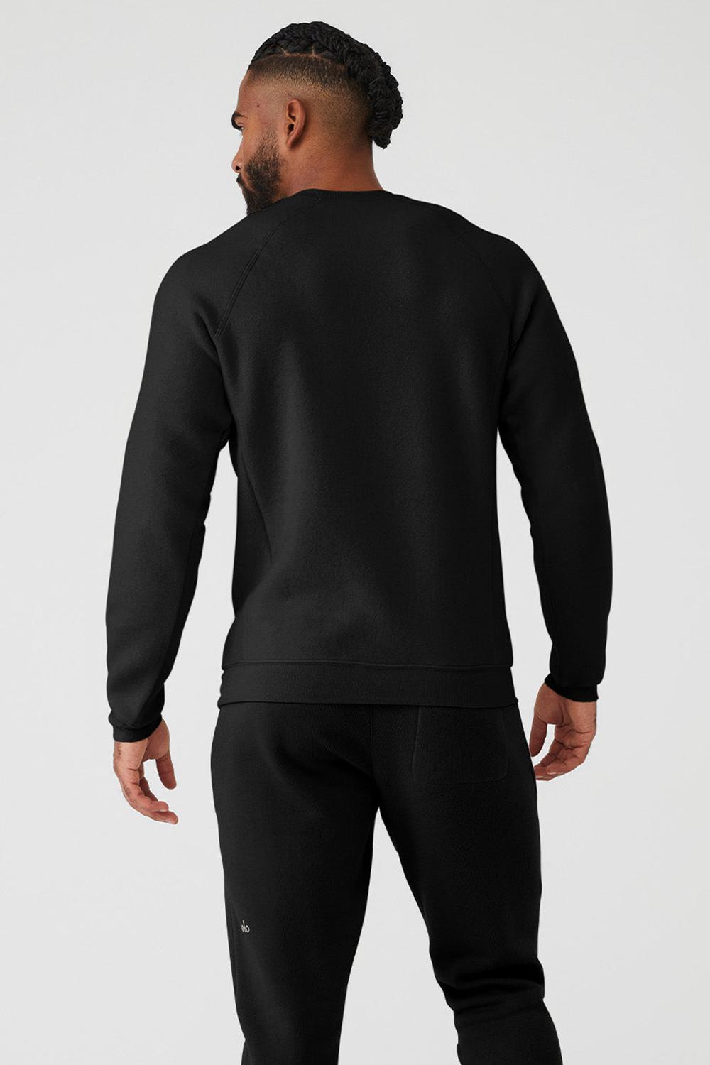 Black Alo Yoga Triumph Crew Neck Men Sweatshirt | KSA  GDC815627