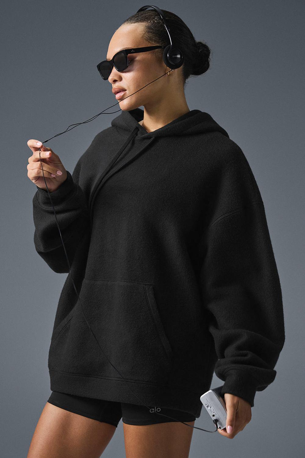 Black Alo Yoga Triumph Restore Women Hoodie | KSA  NFT839527