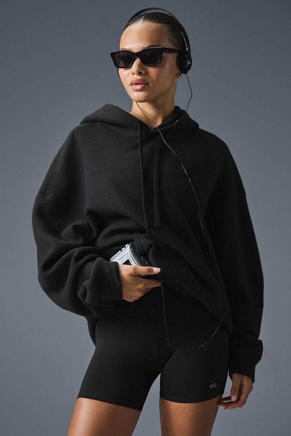 Black Alo Yoga Triumph Restore Women Hoodie | KSA  NFT839527