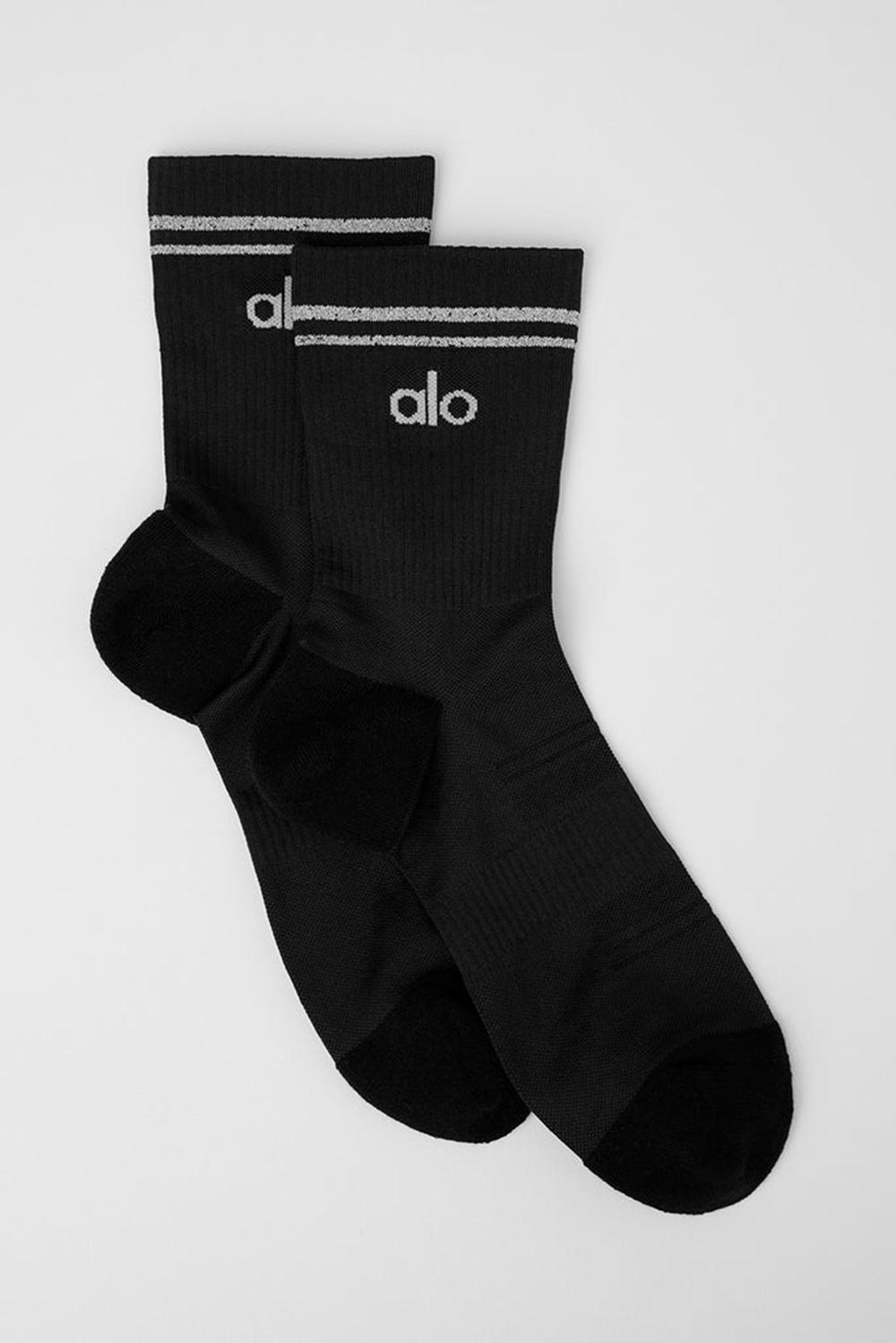 Black Alo Yoga Unisex Half-Crew Performance Women Sock | KSA  IXV643281