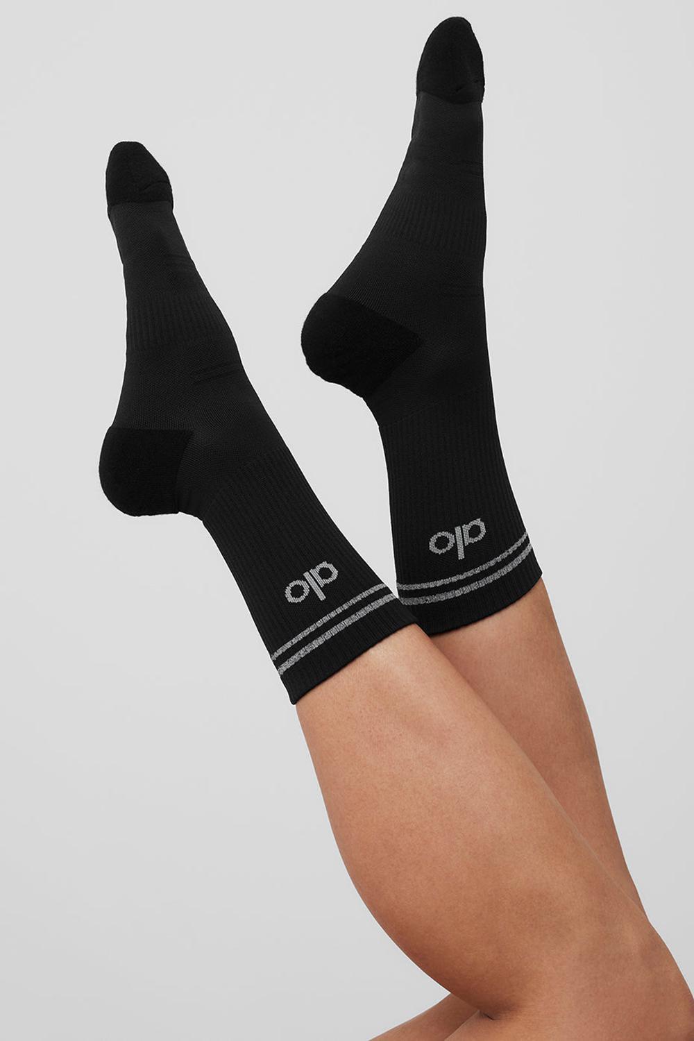 Black Alo Yoga Unisex Half-Crew Performance Men Sock | KSA  XPF789143