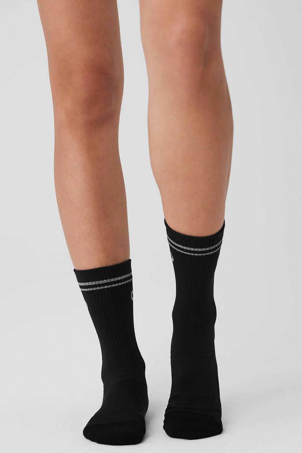 Black Alo Yoga Unisex Half-Crew Performance Men Sock | KSA  XPF789143