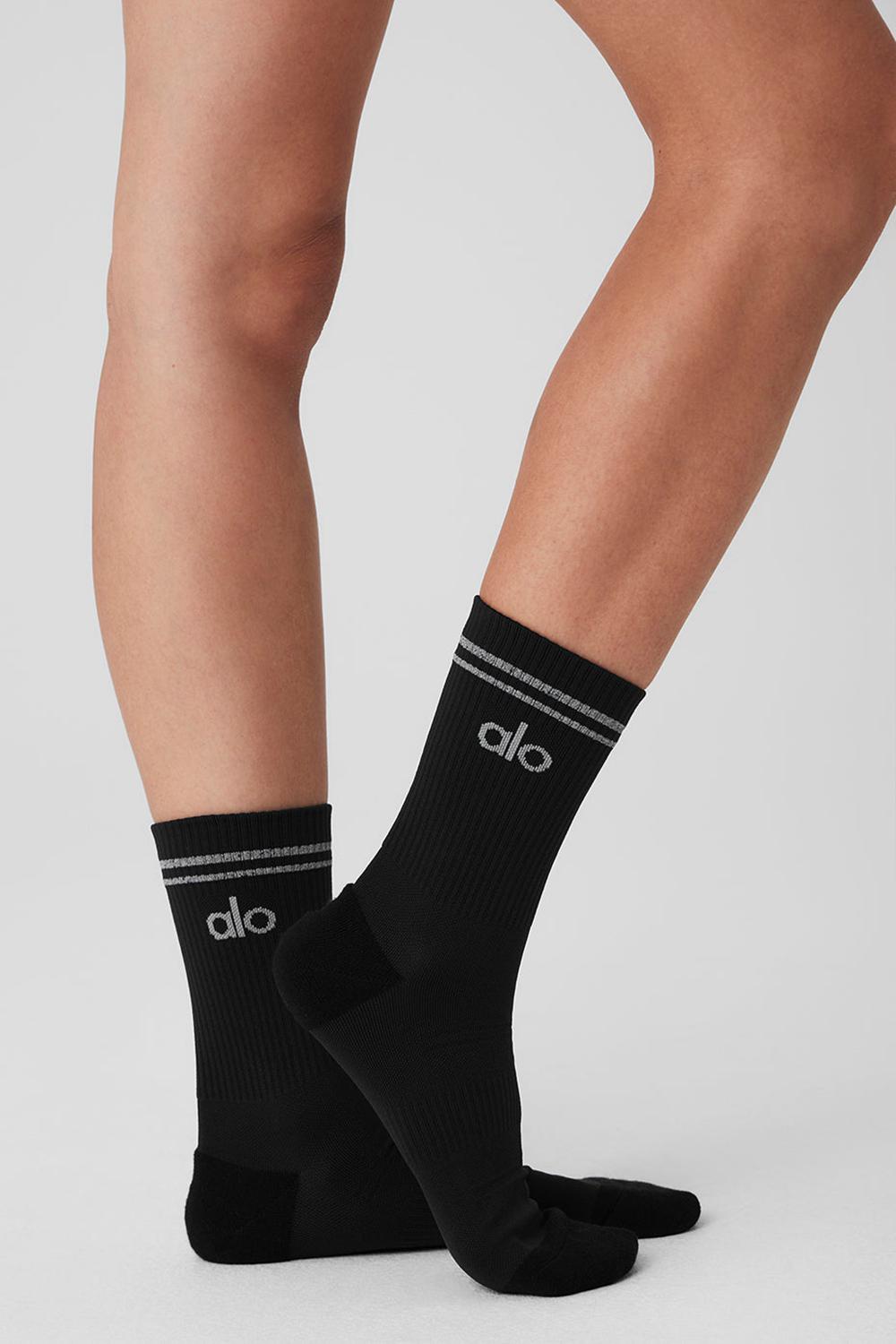 Black Alo Yoga Unisex Half-Crew Performance Men Sock | KSA  XPF789143