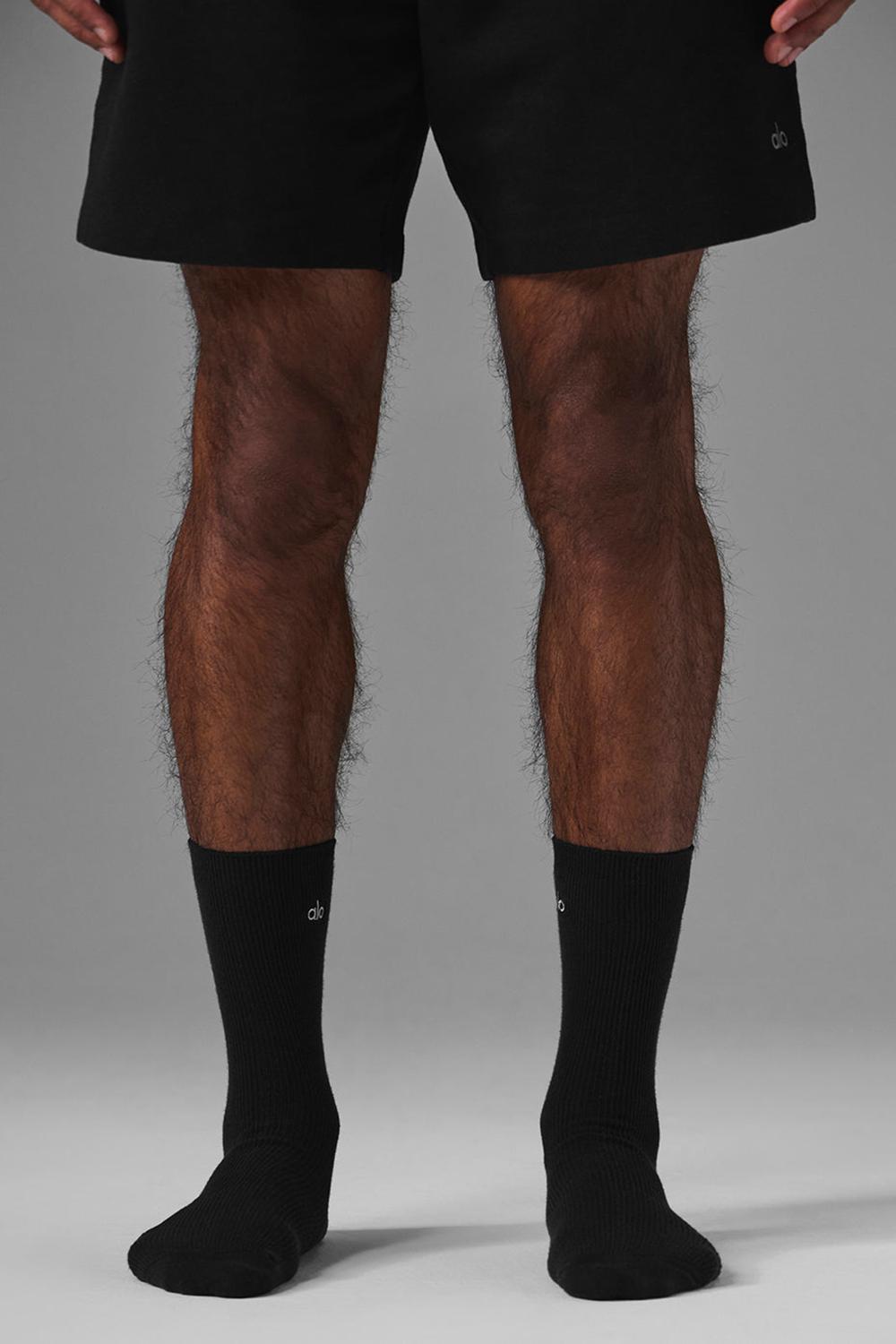Black Alo Yoga Unisex Half-Crew Understated Men Sock | KSA  HVB871204