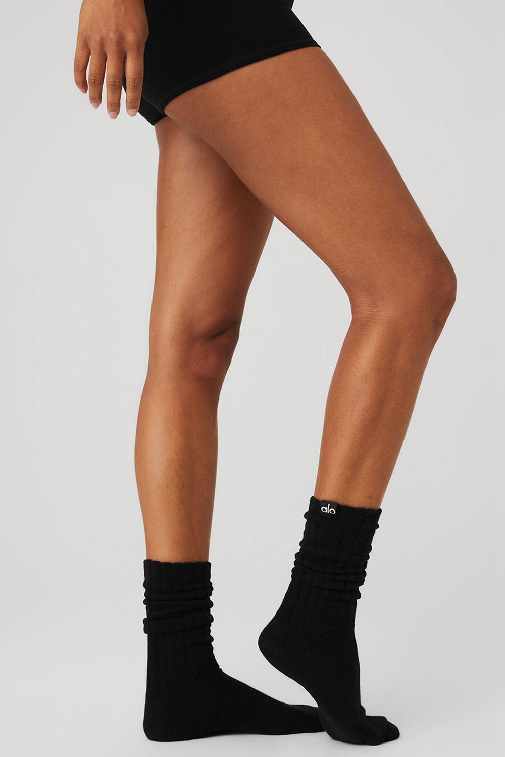 Black Alo Yoga Unisex Scrunch Men Sock | KSA  PVC348679