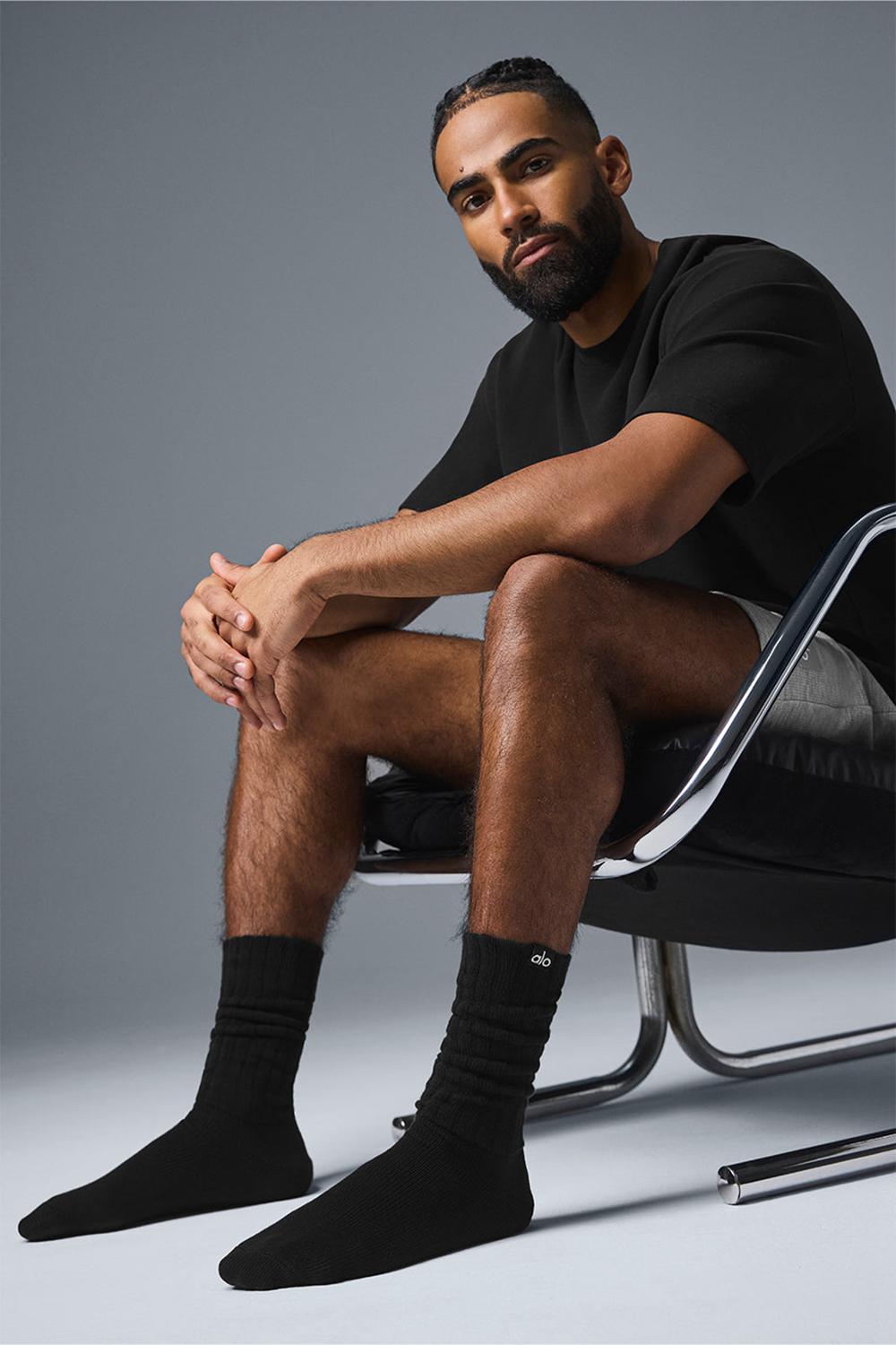Black Alo Yoga Unisex Scrunch Men Sock | KSA  PVC348679