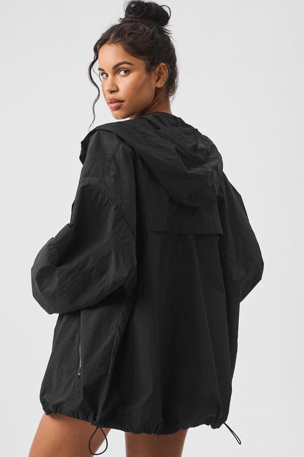 Black Alo Yoga Vantage Nylon Ripstop Track Women Jacket | KSA  ZIM832914