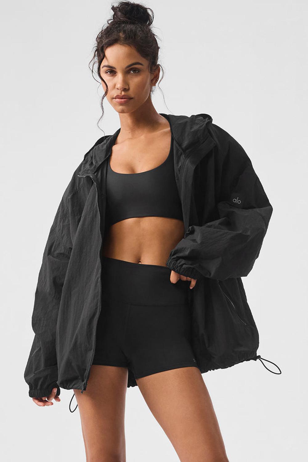 Black Alo Yoga Vantage Nylon Ripstop Track Women Jacket | KSA  ZIM832914