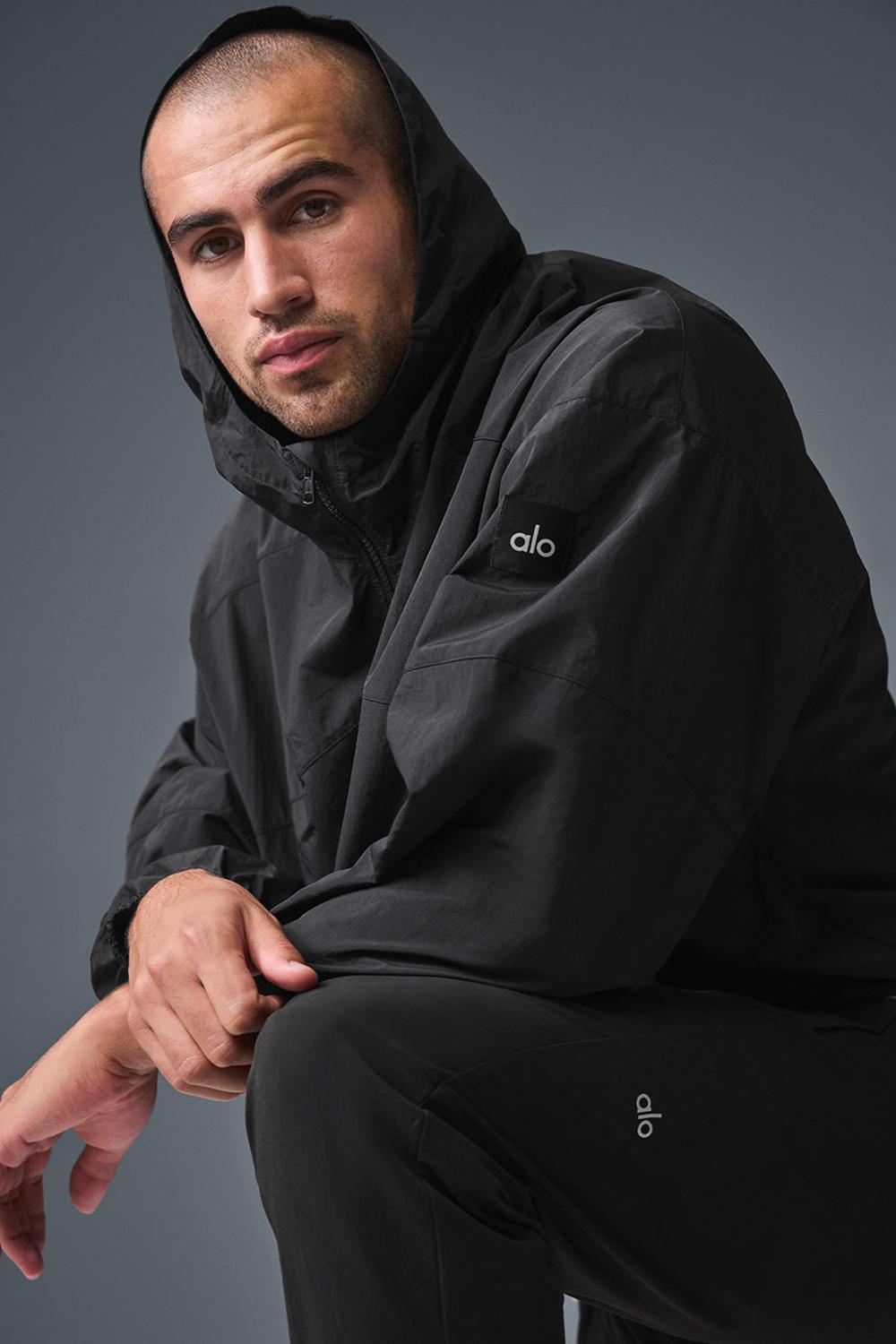 Black Alo Yoga Vantage Nylon Ripstop Track Men Jacket | KSA  ZXU408697