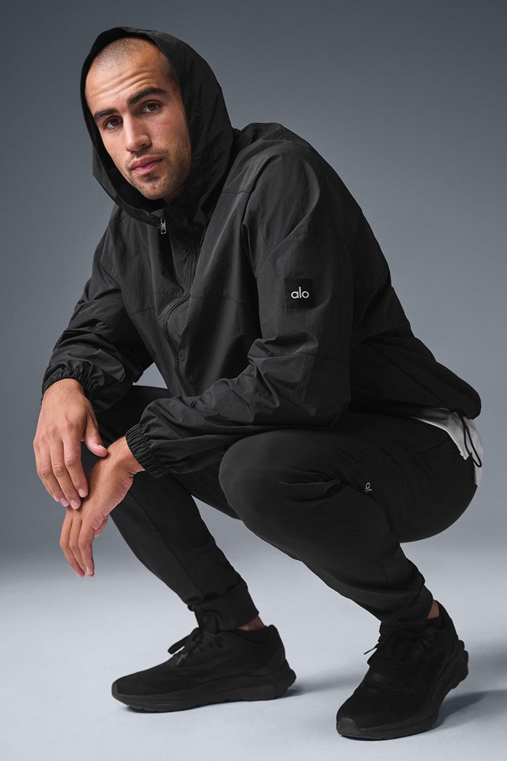 Black Alo Yoga Vantage Nylon Ripstop Track Men Jacket | KSA  ZXU408697