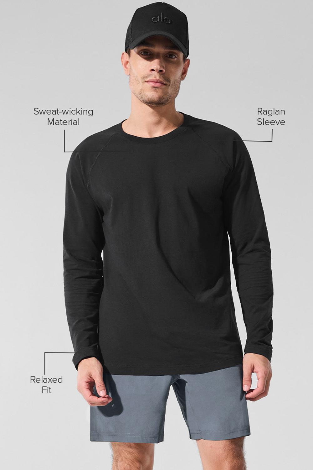 Black Alo Yoga Vapor Crewneck Men Long Sleeve | KSA  TWB965102