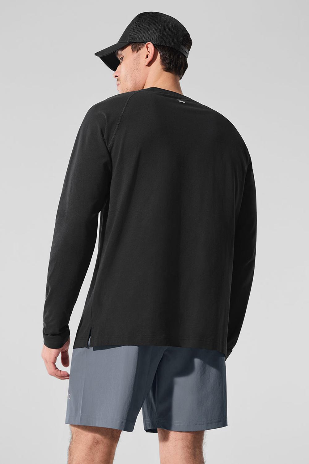 Black Alo Yoga Vapor Crewneck Men Long Sleeve | KSA  TWB965102