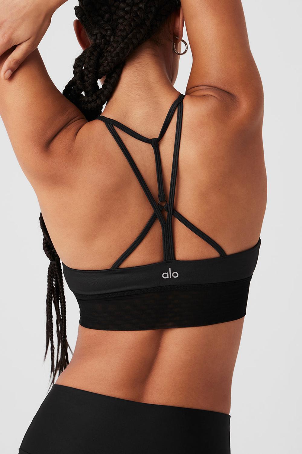 Black Glossy / Black Alo Yoga Lavish Women Bra | KSA  FOK614570