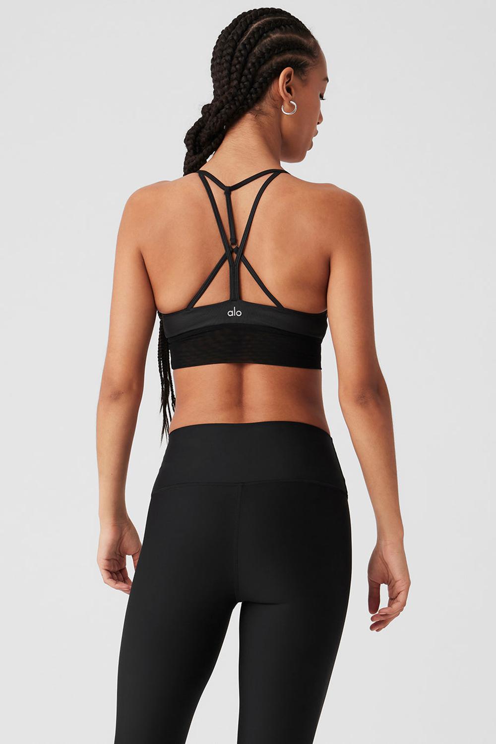 Black Glossy / Black Alo Yoga Lavish Women Bra | KSA  FOK614570