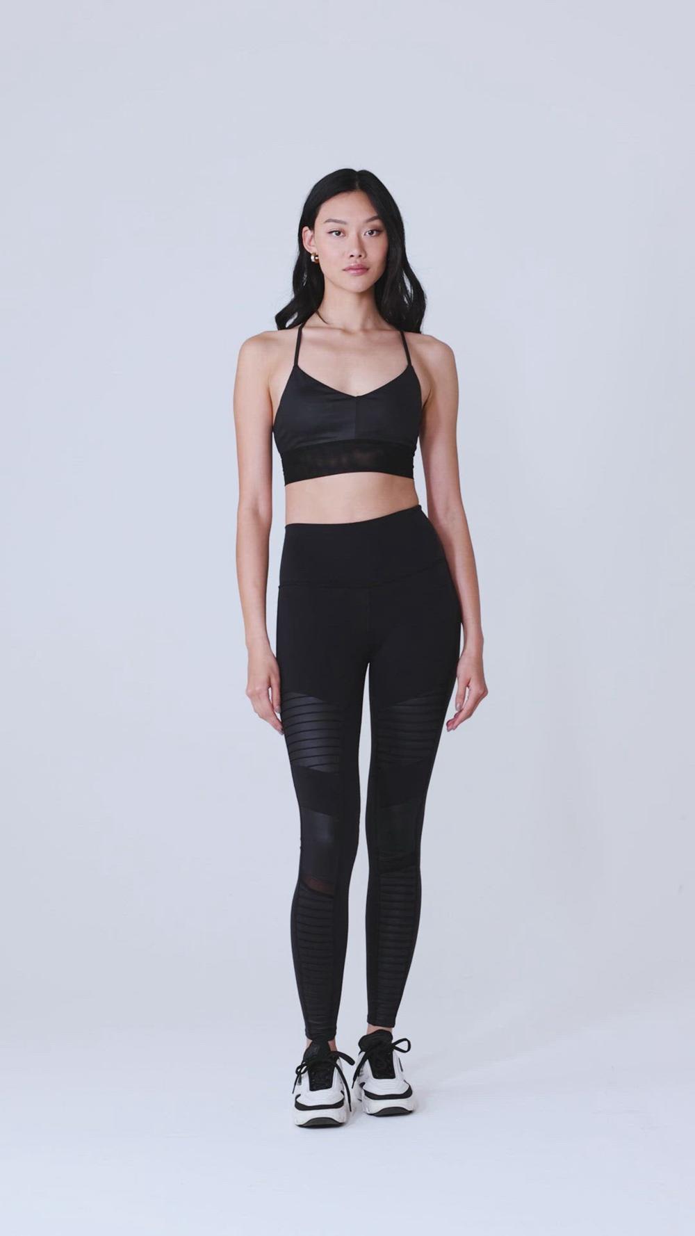 Black Glossy / Black Alo Yoga Lavish Women Bra | KSA  FOK614570