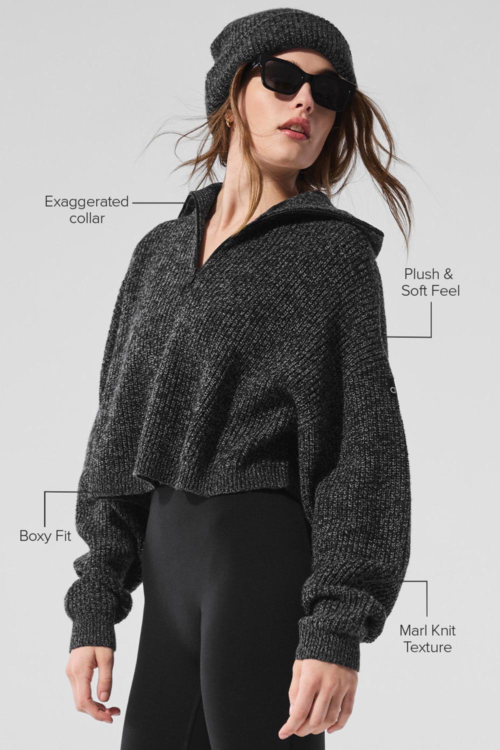 Black Marl Alo Yoga Marl 1/4 Zip Women Pullover | KSA  HGM104952