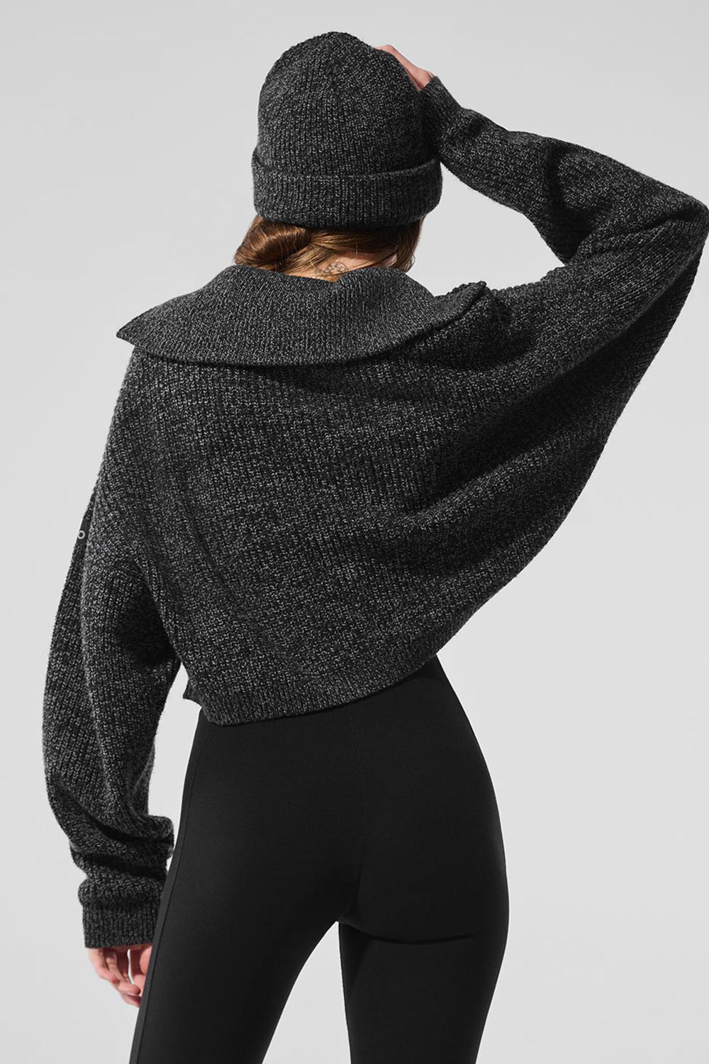 Black Marl Alo Yoga Marl 1/4 Zip Women Pullover | KSA  HGM104952