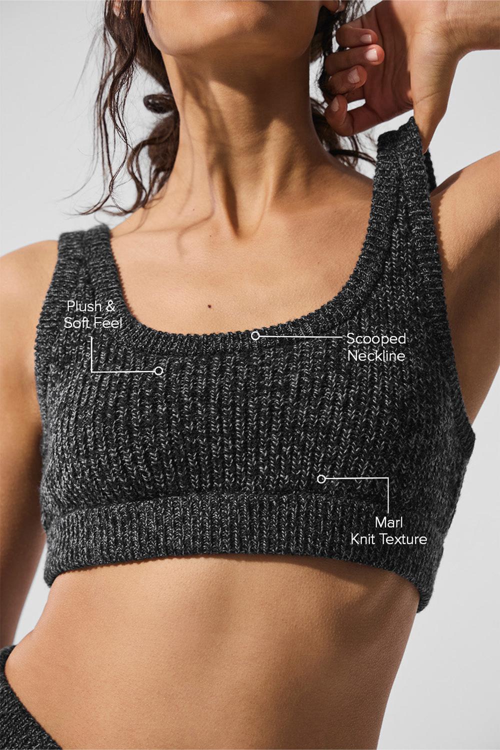Black Marl Alo Yoga Marl Sweater Women Bra | KSA  NRG632198