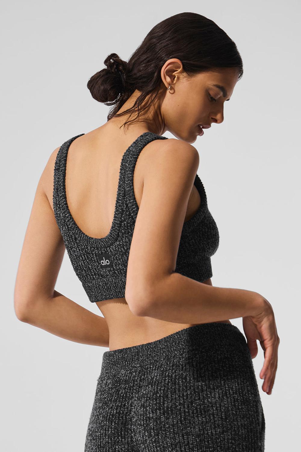 Black Marl Alo Yoga Marl Sweater Women Bra | KSA  NRG632198