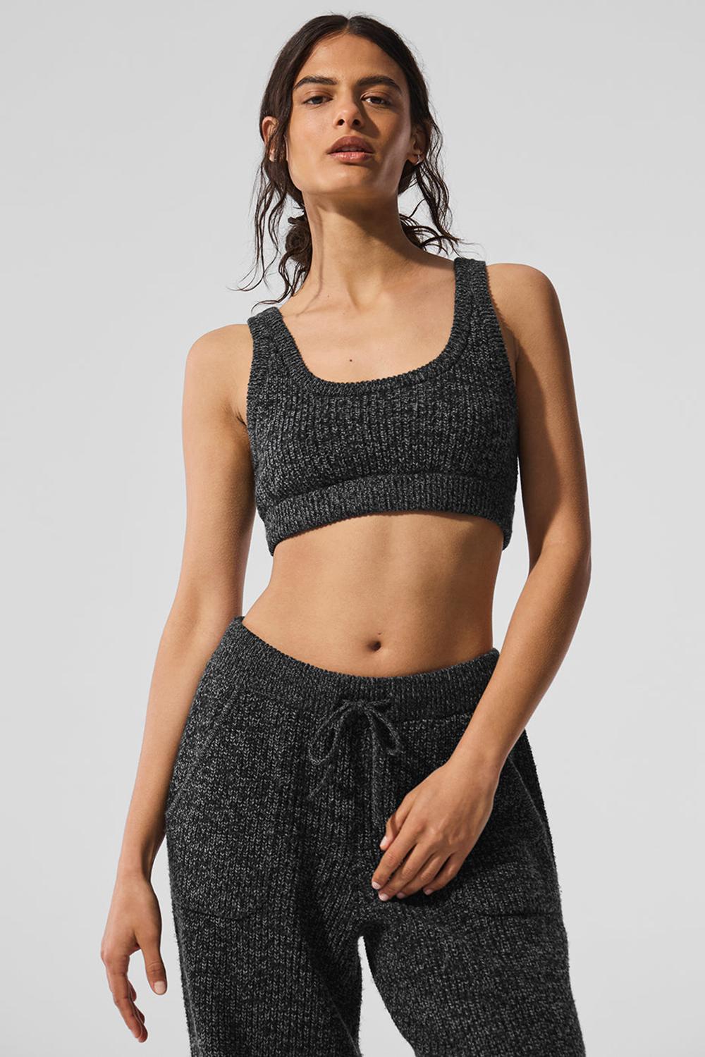 Black Marl Alo Yoga Marl Sweater Women Bra | KSA  NRG632198