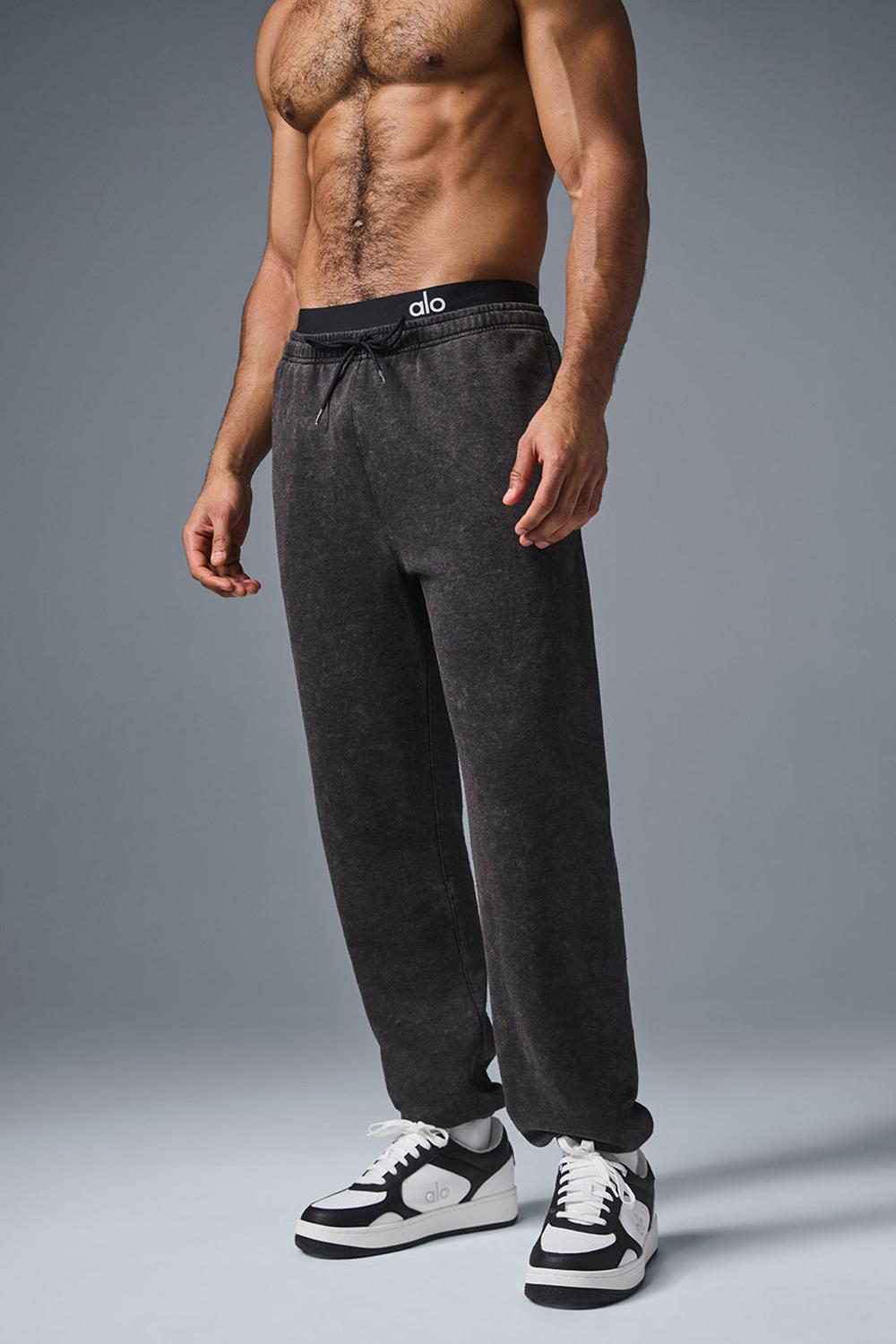 Black Wash Alo Yoga Chill Vintage Wash Men Sweatpant | KSA  BVS874216