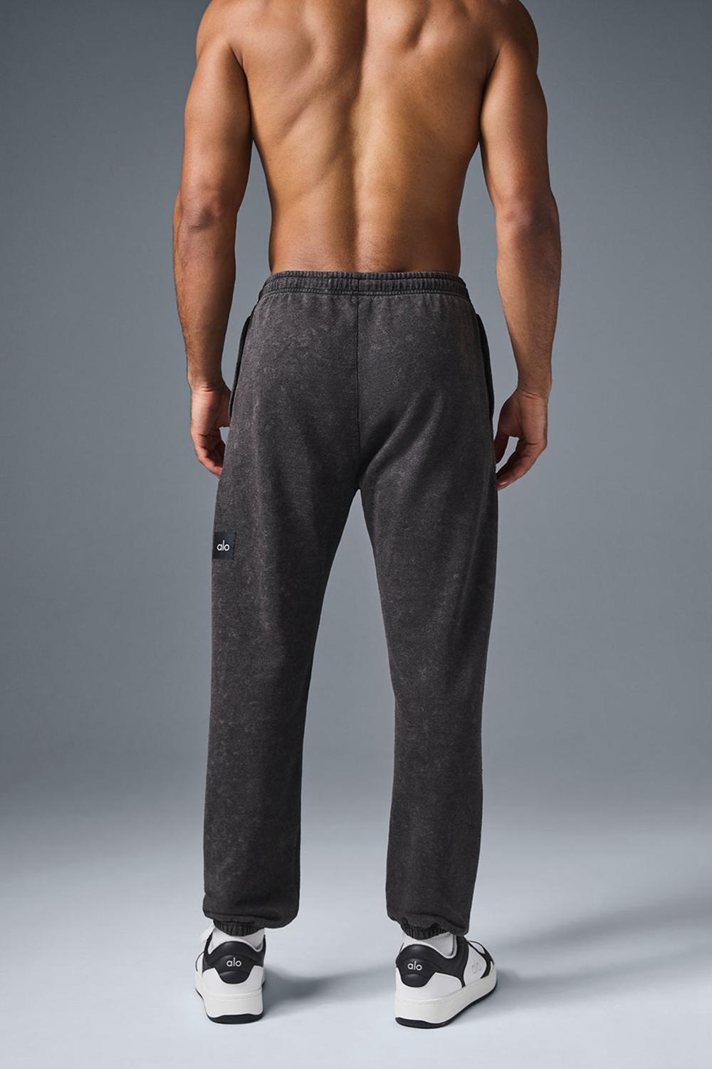 Black Wash Alo Yoga Chill Vintage Wash Men Sweatpant | KSA  BVS874216