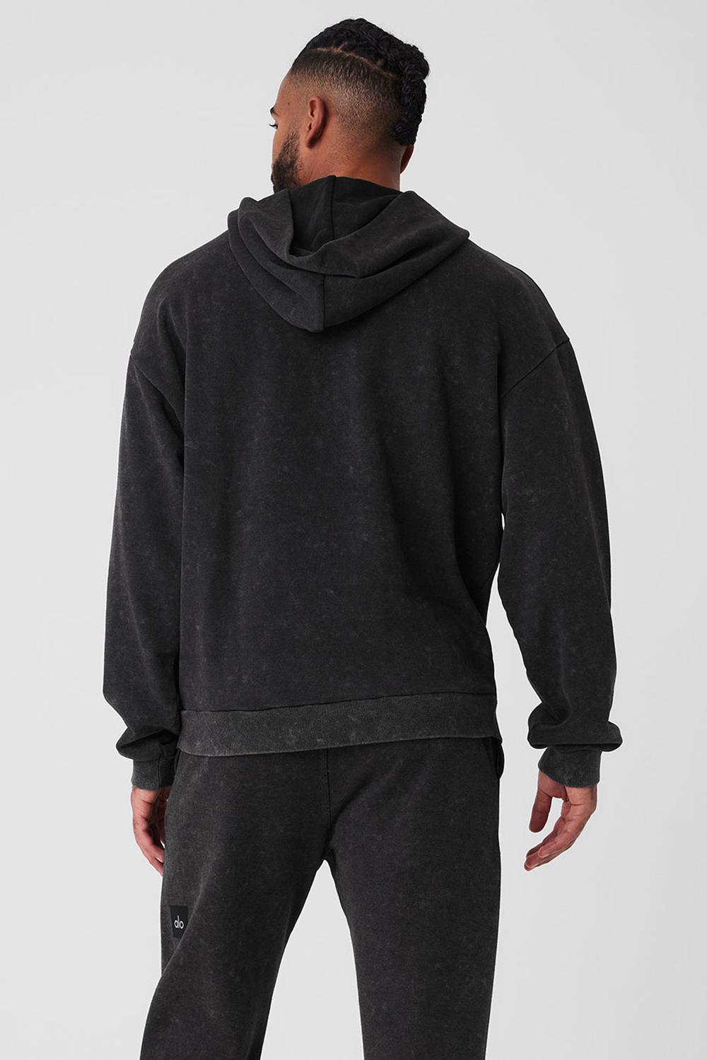 Black Wash Alo Yoga Chill Vintage Wash Men Hoodie | KSA  GRJ630182